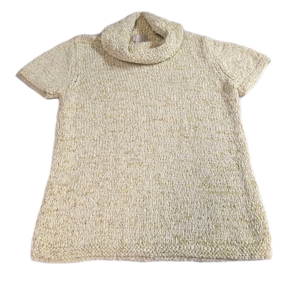 Sigrid Olsen Sport Cowl Neck Textured Knit Top - Yellow Green - Women's Size...